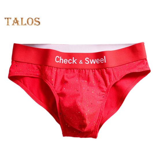 

Мужские трусы-брифы Slim Fit с высокой эластичностью в горошек, с низкой посадкой, эластичным поясом, дышащее, гладкое нижнее белье L красный