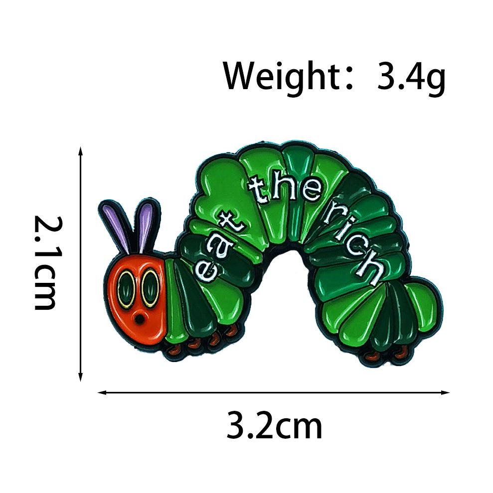 Cute Caterpillar Brooch: Personalized Fun English Phrases Badge for Clothing