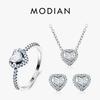 Modian 925 Silver Heart Fashion Sets For Women Charm Earrings Luxury Wedding Necklaces Engagement Statement Jewelry