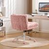 26.4 Inch Seat Office Chair, Artificial Rabbit Hair Home Office Chair with Metal Base, Adjustable Desk Chair Swivel Office Chair, Vanity Chair