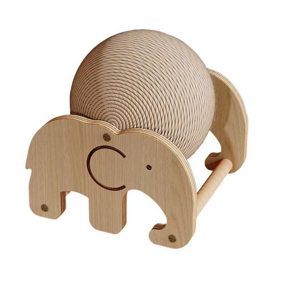 Cat Scratcher Toy Natural Sisal Scratching Ball with Wooden Base Interactive Play