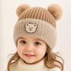 Windproof Ear Protection Cap Cartoon Bear Beanie Hat Cute Knitted Baby Hat  Baby Kid