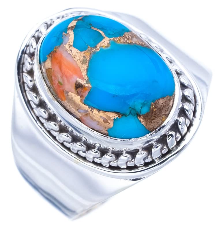 

StarGems® Natural Copper Chalcedony Handmade 925 Sterling Silver Ring 8.25 F1150