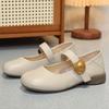 French Mary Jane single shoes women's 2025 summer new round head soft sole one pedal shallow mouth flat bottom elegant retro