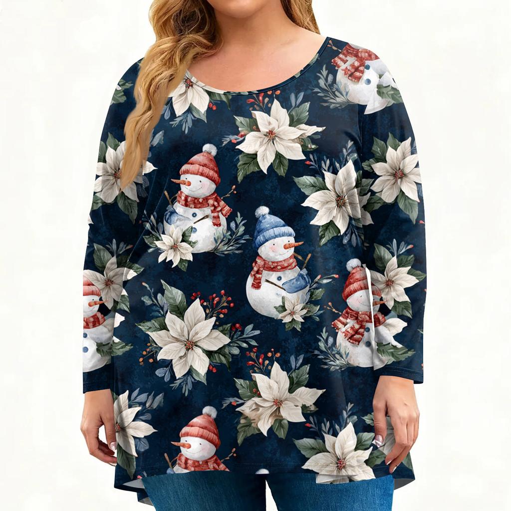Damen Modisches Lässiges Langärmliges Übergröße Print Top Übergröße Floral Print Top