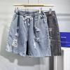 Men's denim ripped casual daily loose and versatile trend summer retro breathable simple fashion five-point pants tide