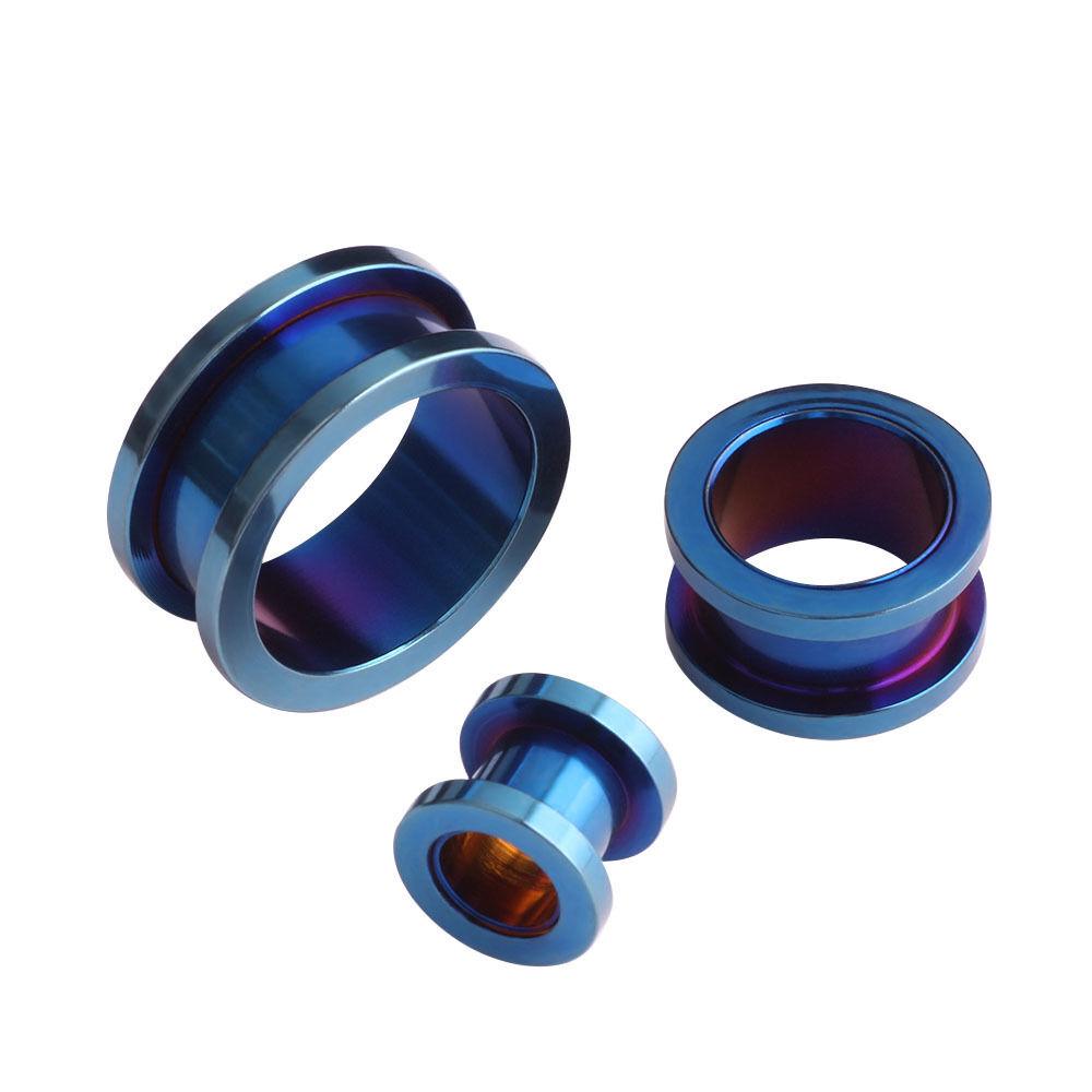 

2 шт. заглушки для ушных манометров, двойные расклешенные пирсинг для плоти, туннельные расширители, носилки, серьги, украшения для тела 12mm синий