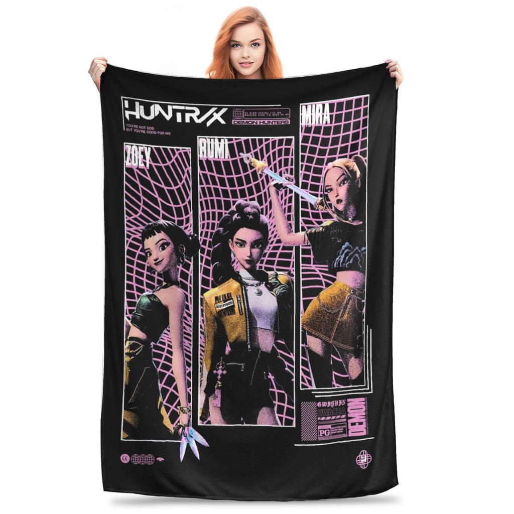 Saja Boys Kpop Demon Hunters Blanket Fleece Spring/Autumn Jinu  Multifunction Warm Throw Blankets for Sofa Car Quilt