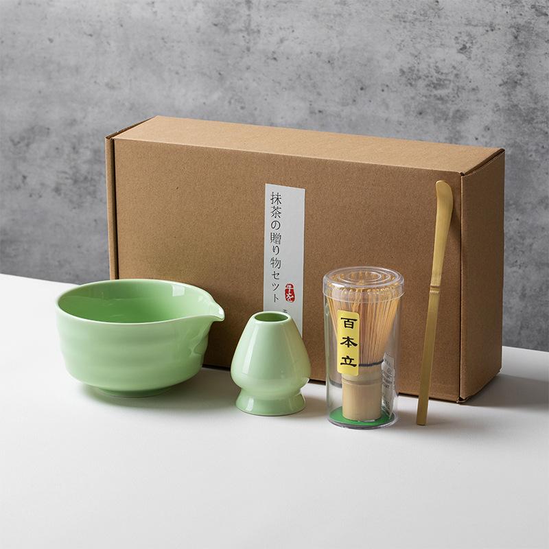 Japanese Style Matcha Tea Set Bamboo Whisk Scoop Ceramic Matcha Bowl Traditional Indoor Handmade Tea-making Tools 4/5pcs/set