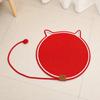 Cat Scratching Pad, Woven Cotton Rope Cat Scratcher with Bait Ball And Cute Ear Design, Indoor Cat Scratcher Mat for Furniture