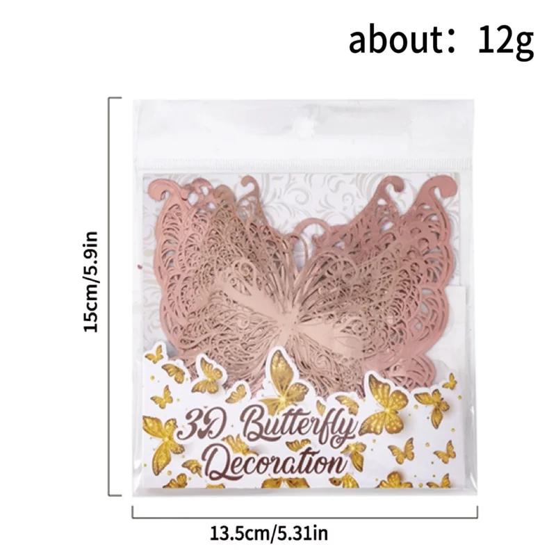 12/24/48pcs 3D Butterfly Wall Decor Wall Sticker, Gold Butterfly Decorations for Butterfly Birthday Party Cake Room Decorations