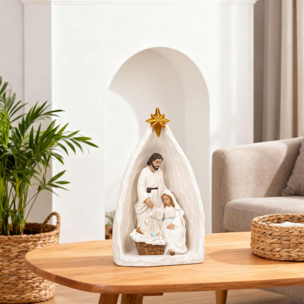 Nativity Scene Hand Painted Classic Holiday Decor Decorative Gift Resin Doll Statue for Bedroom Home