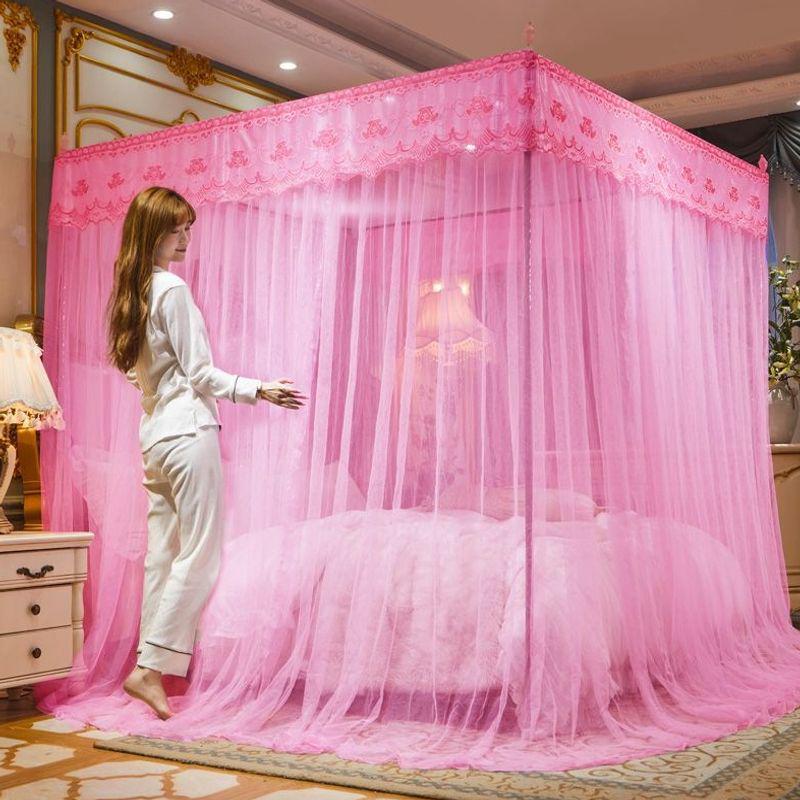 3-Door Thickened Mosquito Net for 1.2m, 1.5m, 1.8m Beds - Princess Palace Design, Floor-Standing, For Home Use.