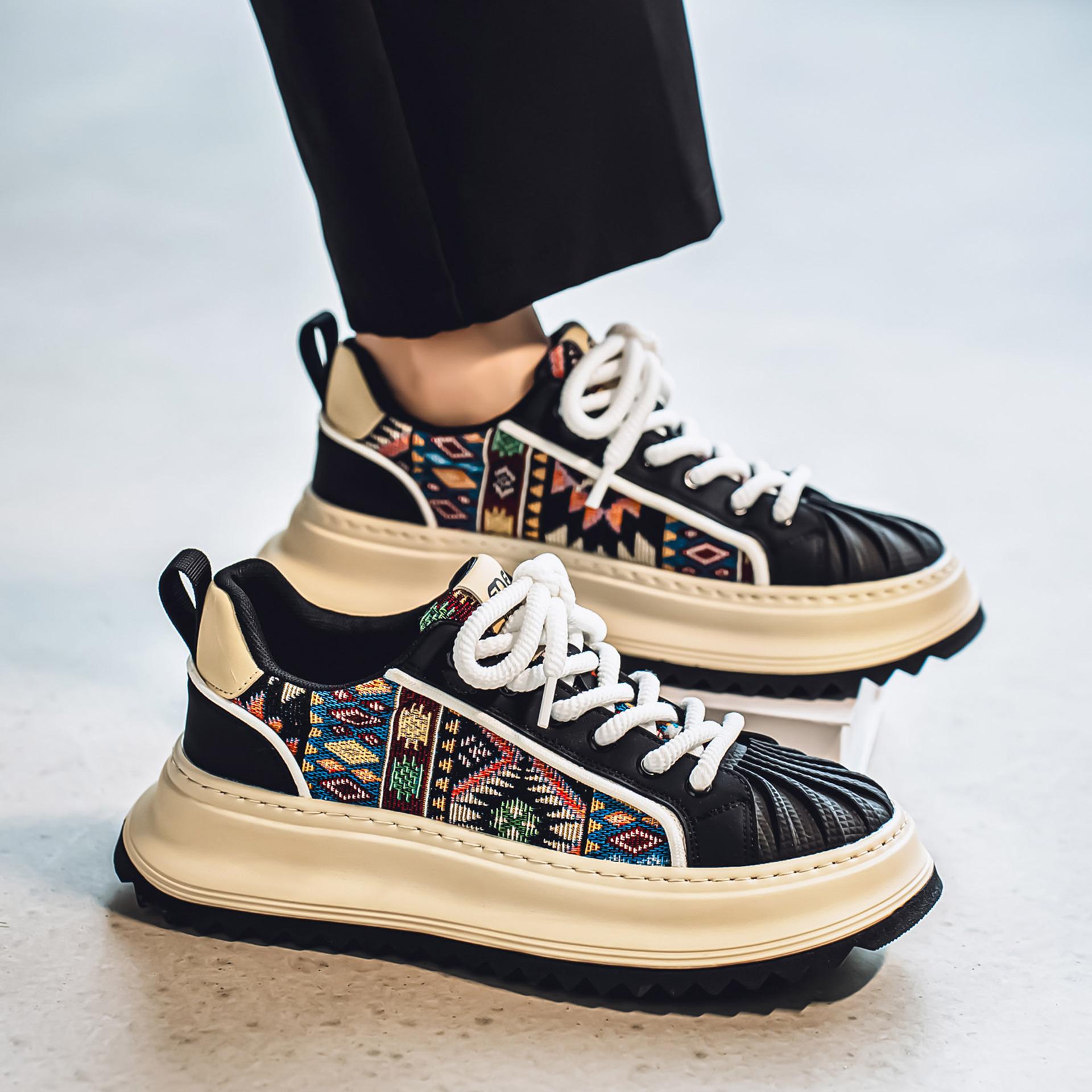 

2025 Four Seasons Men s Shoes Shell Head Platform Hong Kong Style Shoes Muffin Street Tide and Leather Surface Live Korean Edition Board Shoes Men 39 бежевый
