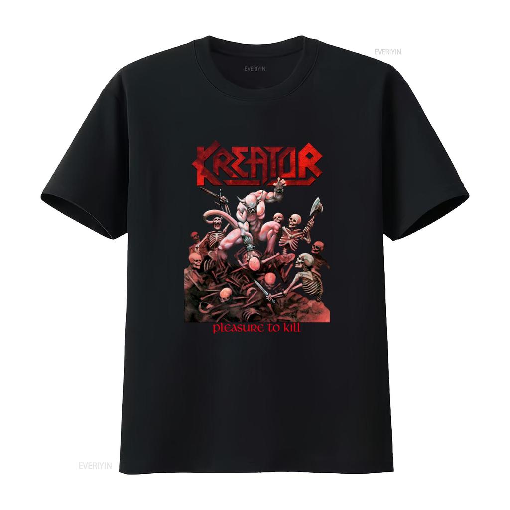 Kreator Pleasure To Kill Death Metal Print Short Long Sleeve Black T Shirt for Sizes 345Xl Vintage Washed Graphic