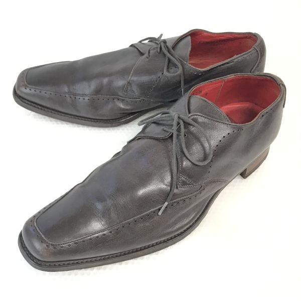 

JEFFERY-WEST Genuine Leather Goodyear Welt U-Tip Dress Shoes Men’s 9 27.5 Dark Brown