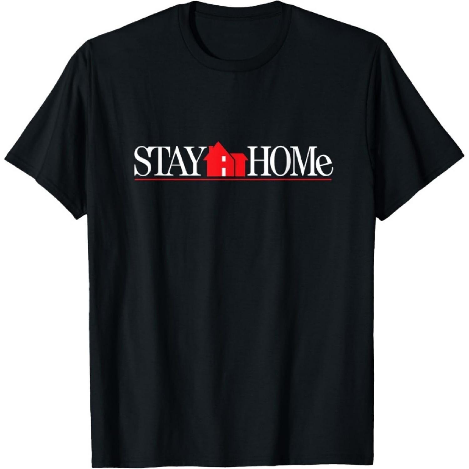 

STAY AT HOME Self Quarantine Isolation Stay Alone Slogan T-Shirt XXXXXL чорний