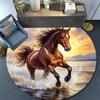 Galloping Horse Round Area Rug,Carpet Rug for Living Room Bedroom Sofa Playroom Decor,Non-slip Floor Mat