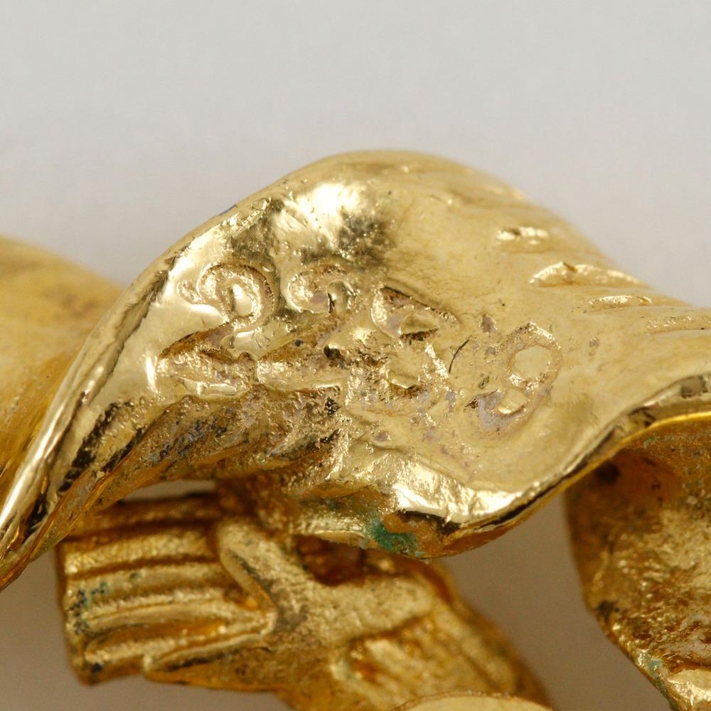 Chanel Round COCO Mark Earring Vintage Plated Gold 9.7g Women Used