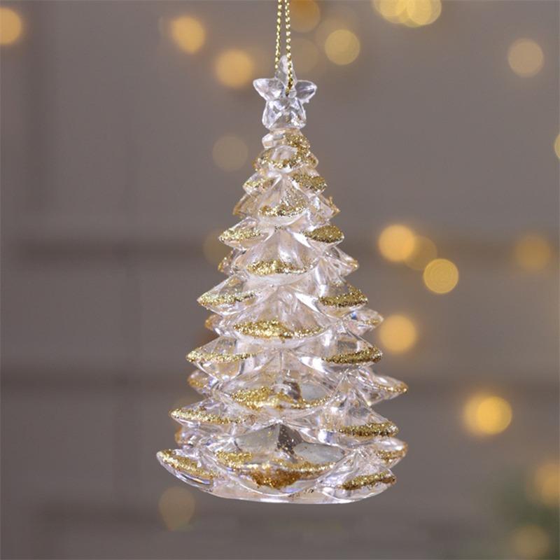 Snowflake Icicle Drop Ornaments Crystal Christmas Tree Transparent Decoration Pendant Christmas Home Decoration Navidad