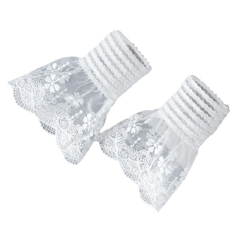 Female Girls Sweater Decorated Fake Sleeves Lace Floral Lace Detachable Sleeved Horn Cuffs Embroidery Clothing Accessories