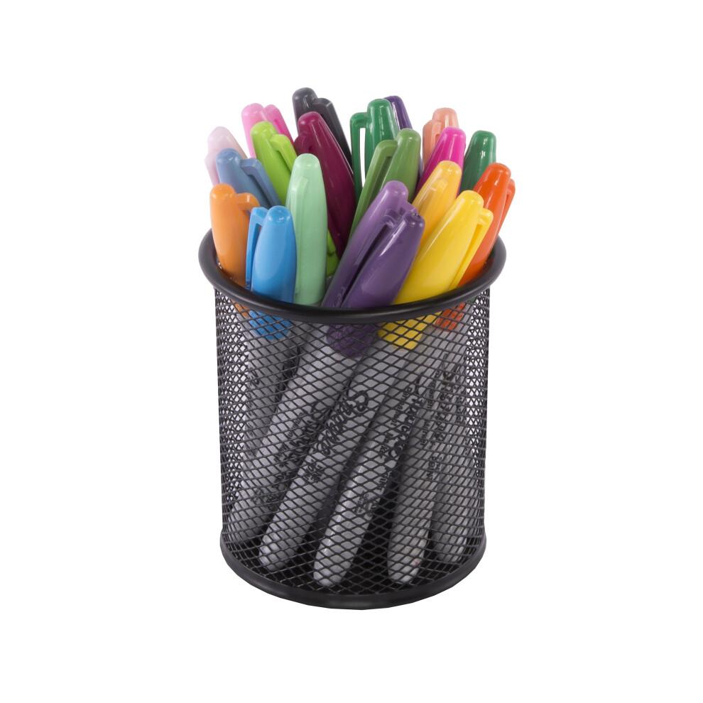 Osco Wiremesh Pen Pot Pencil Holder Desk Organiser, Metal Mesh Pen Cup for Office Home School, Compact Desktop Storage for Pens Pencils Rulers Brushe