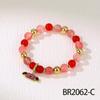 Elegant Handmade Beaded Semi-Precious Stone Bracelet with 18K Copper-Plated Heart LOVE Pendant