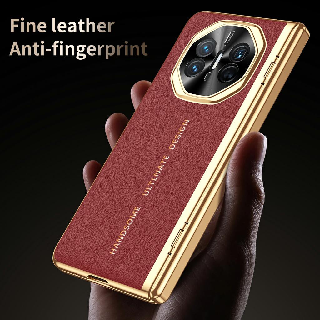 Für Huawei Mate X6 Hülle PU Leder+PC Galvanisierung Handyhülle mit gehärtetem Glas Bildschirmschutz