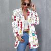 Vintage Letter Nepravidelný potisk Blazer Dámská bunda High Street Fashion Plus Size Elegantní Lady Coat Americký stylový