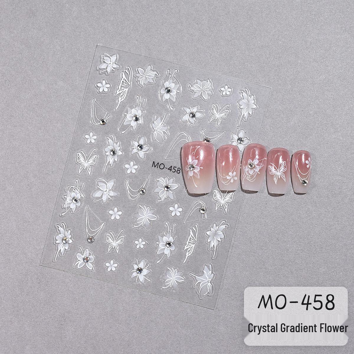 Internet Celebrity Cute Snowdrop & Butterfly Hand-Painted Nail Art Stickers A