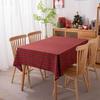 American Style Red and Green Plaid Tassel Tablecloth - Holiday Polyester-Cotton Yarn-Dyed Christmas Decoration.
