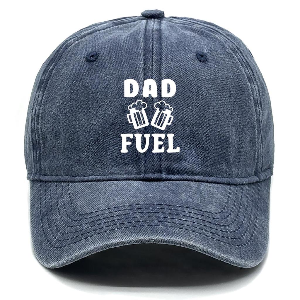 DAD FUEL" Print Snapback Baseball Cap, Father's Day Mesh Hat Raw Brim Trendy Fit Non-Stretch Fabric Adjustable Sun Hat