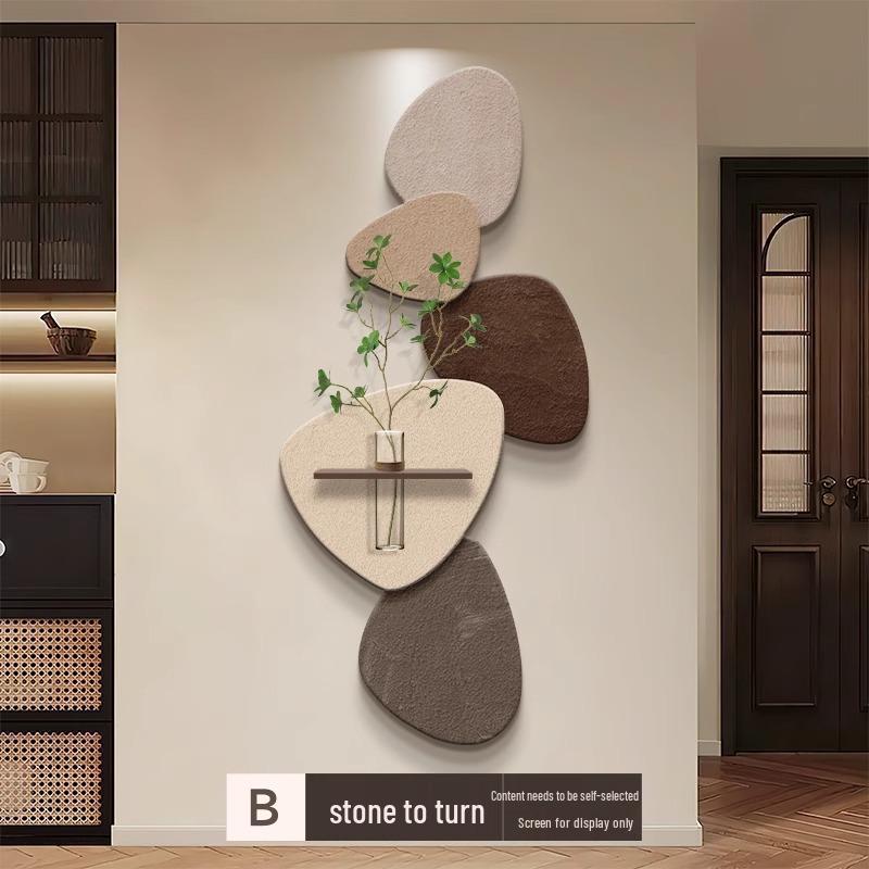 Chinese-Style Foyer Painting: 'Turn Stones Into Gold' with Hydroponic Green Plant Design