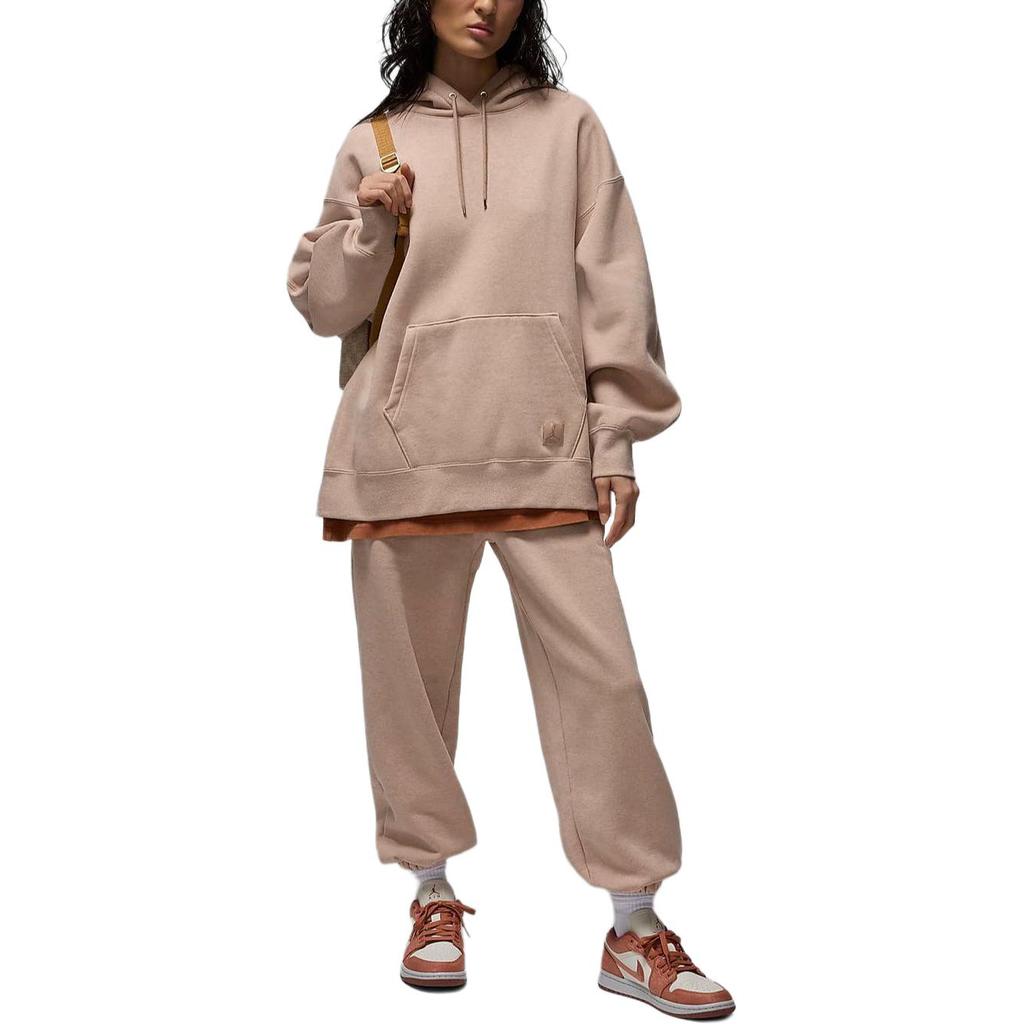 Jordan Flight Solid Color Lace-Up Casual Cuffed Fleece Knit Sports Pants Women Bottoms Legendary-Brown FB5114-245