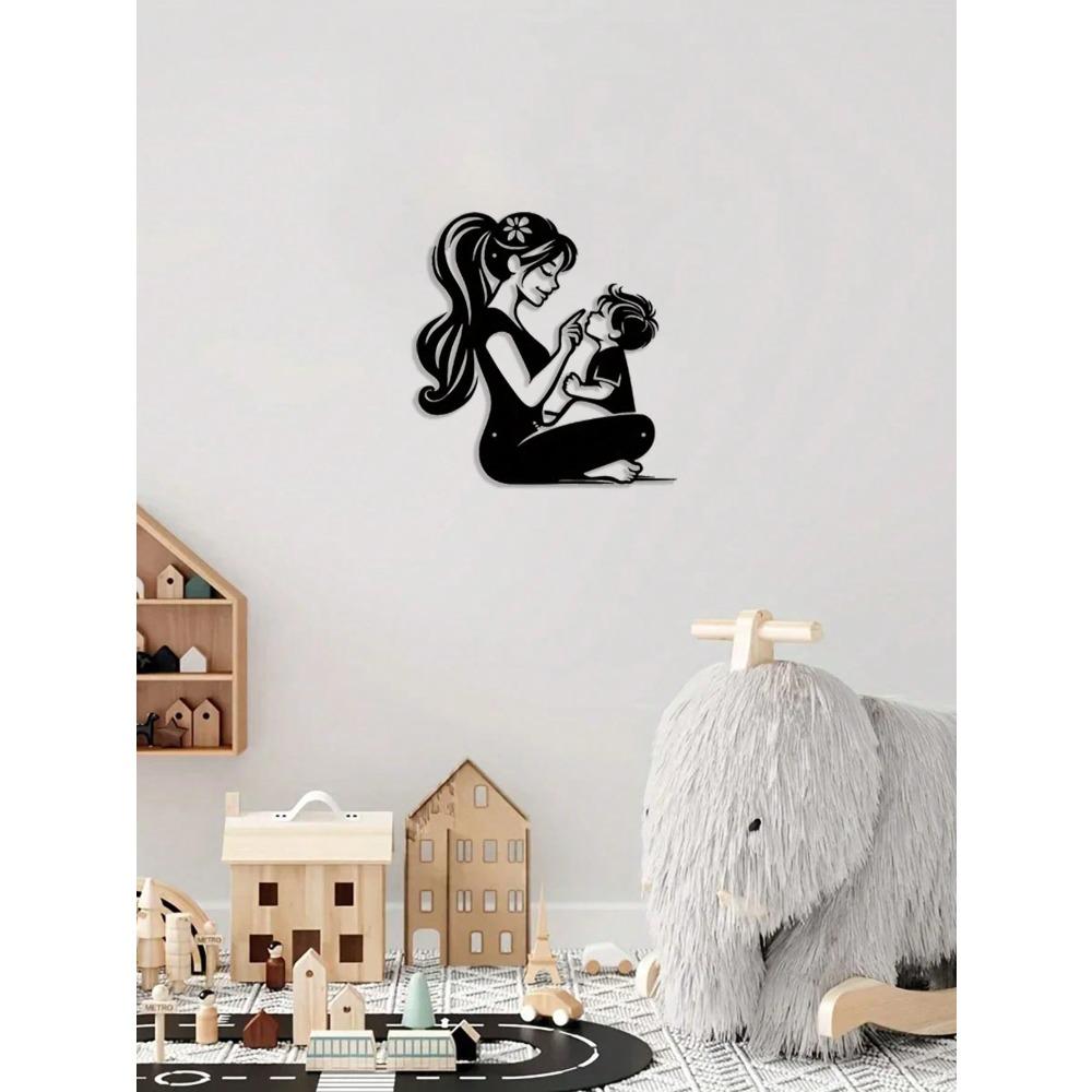 Elegant Mother Child Metal Wall Sculpture Premium Indoor Outdoor Art for Living Room Courtyard Timeless Hanging Home Decor