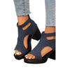 Sandals thick heels summer new diamond-encrusted high heels medium heel fish mouth sandals