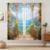 Balcony Landscape Printed Curtain for Home Decor - Rod Pocket Window Treatment for Bedroom, Kitchen, Living Room