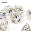 7 Pcs White Blue Skull Metal Dice Hollow Metal Polyhedral Dice Set Suitable for Role-Playing RPG  Board Game Card Game
