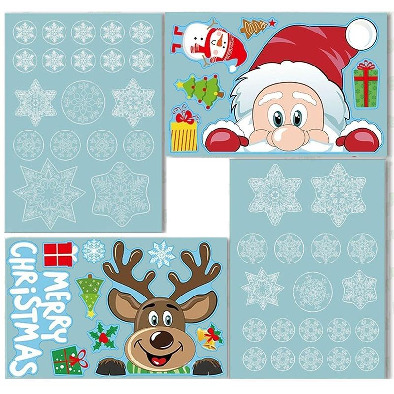 Christmas Window Glass Decal Santa Claus Snowflake Wall Stickers For Kids Rooms New Year Decorations Christmas Ornaments