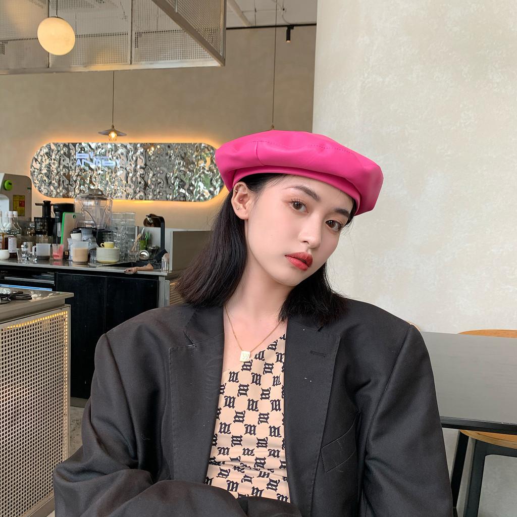 Pu Elegant Leather Beret Summer Essential Timeless Vintage Design