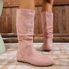 Damenschuhe Lange Stiefel Herbst Winter Schuhe Lässig Niedrige Absätze Bequem Elegant Rosa Designer Übergröße Ballerinas Neuankömmling