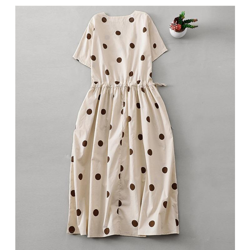 Women's Waist Slimming A-line Skirt Simple Polka Dot Dress MIDI Skirt