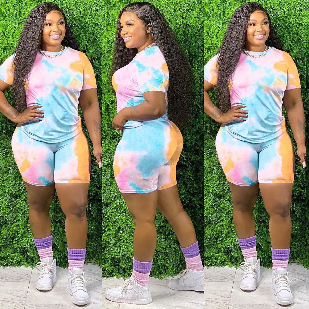 

S3828 В наличии Повседневный комплект для дома с принтом тай-дай, Случайные принты XL