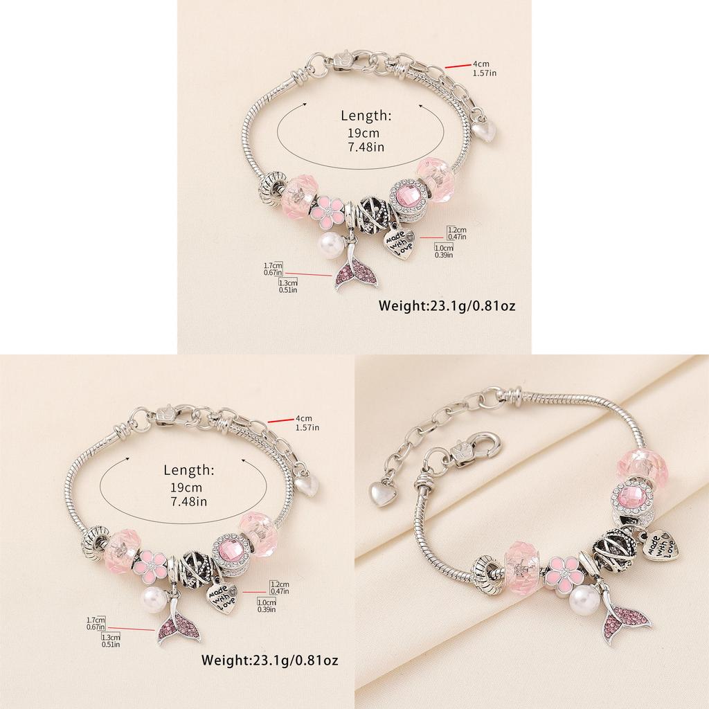Mermaid Tail Beaded Bracelet With Crystal Accents For Girls Giftgiving