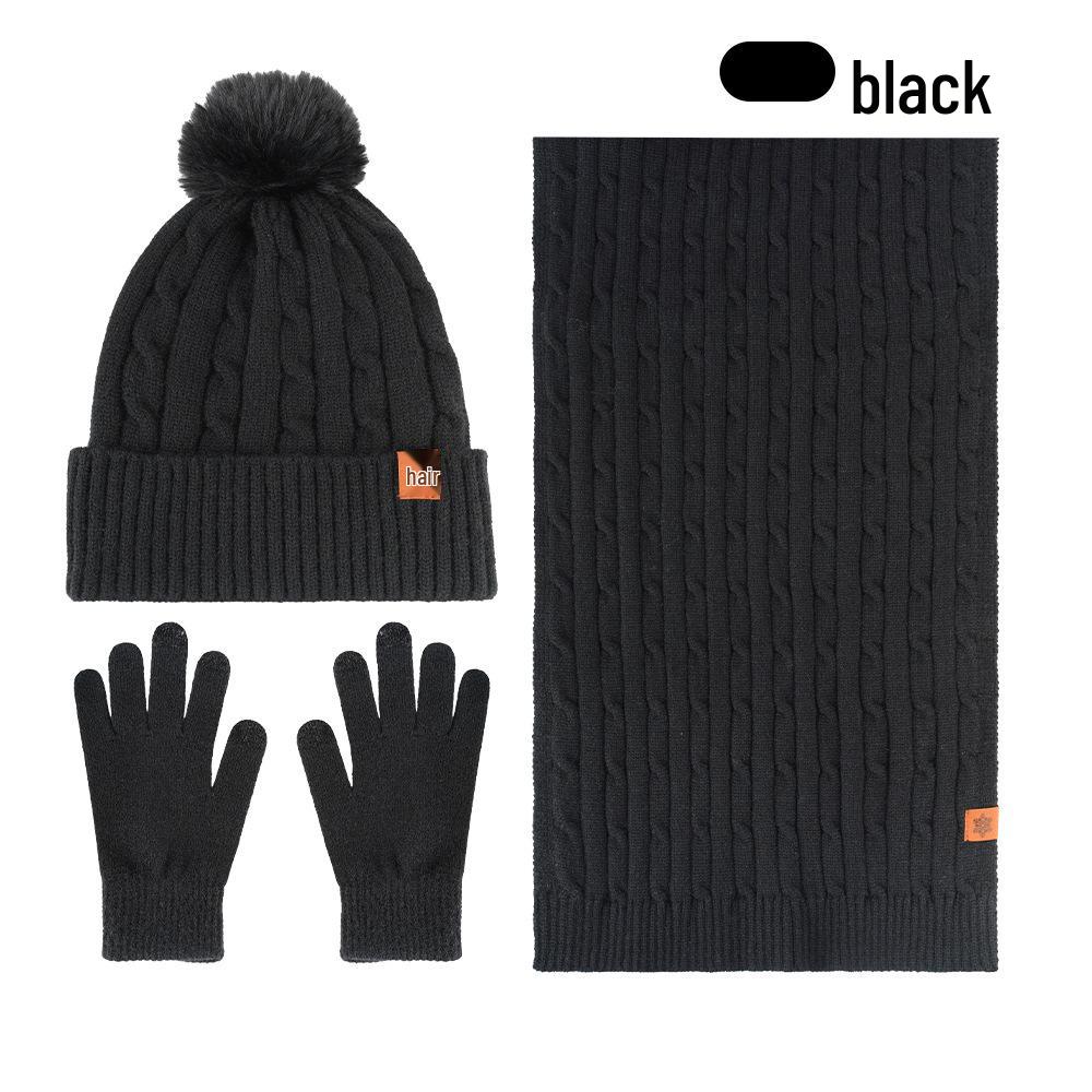 Women's Winter Knit Hat, Scarf, and Gloves Set - Double Layer Fleece Lined for Warmth