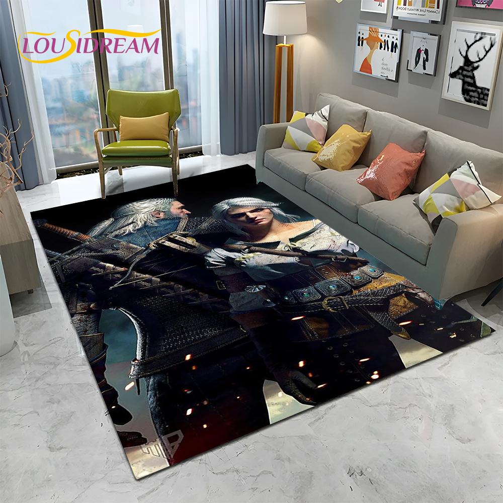 3D W-Witcher Games Gamer TV Cartoon Carpet Rug for Home Living Room Bedroom Sofa Doormat Decor,kids Area Rug Non-slip Floor Mat