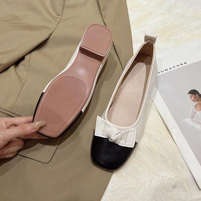 Women's Bow New Square Toe Shallow Ladies Flat Shoes Woman Female Patchwork Bowknot Low Heels Loafers Footwear Zapatos Mujer