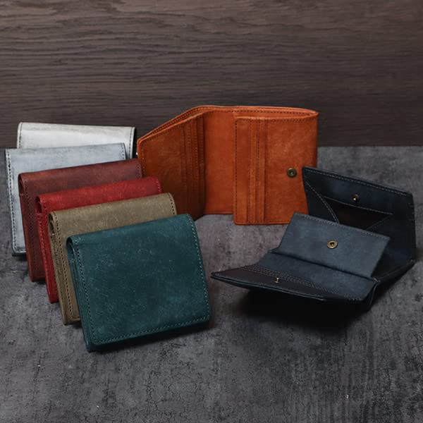 HIS-FACTORY Pueblo Men's Bifold Wallet with Coin Purse, Coprire, Box-Shaped Coin Purse, Ocean