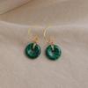 Vintage Ethnic Geometric Peace Buckle Synthetic Malachite Copper Drop Earrings