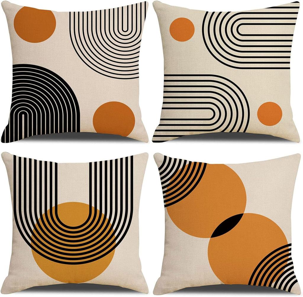 4PCS Black and White Pillow Cover Linen Bohemian Print Decorative Cushion Cover 40x40 50x50 Room Decorating Items